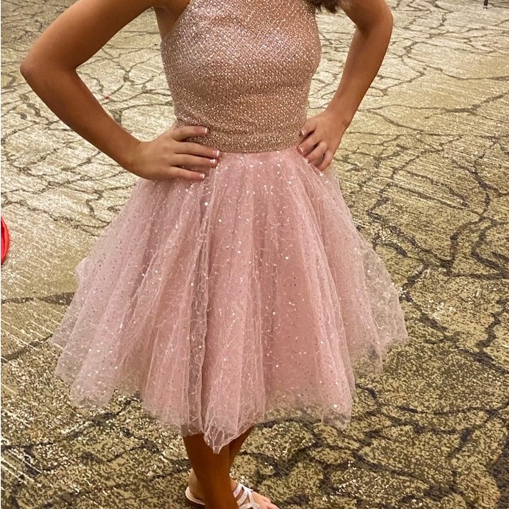 Sherri Hill Sparkling Pink Halter